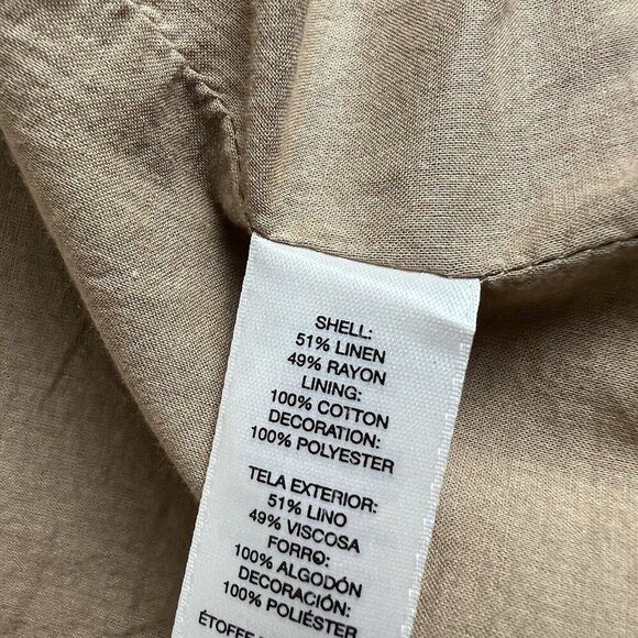 Chico's Linen Blend Jacket Beaded Embroidered Lined Boho 3/4 Sleeve Tan‎ Size 2 - Picture 9 of 12